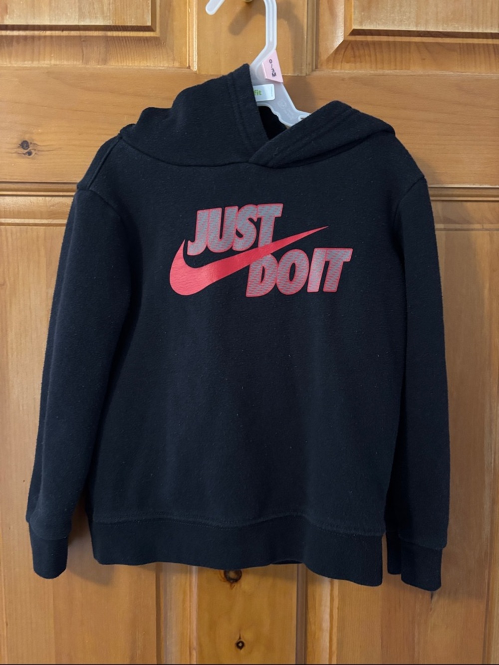 Nike Black Kids Hoodie with Red 'Just Do It' Logo
